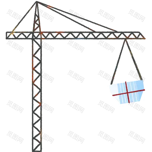 水彩-劳动节建筑元素贴纸-吊车