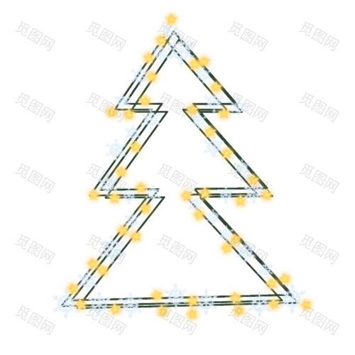 手绘-气氛灯串元素-圣诞树