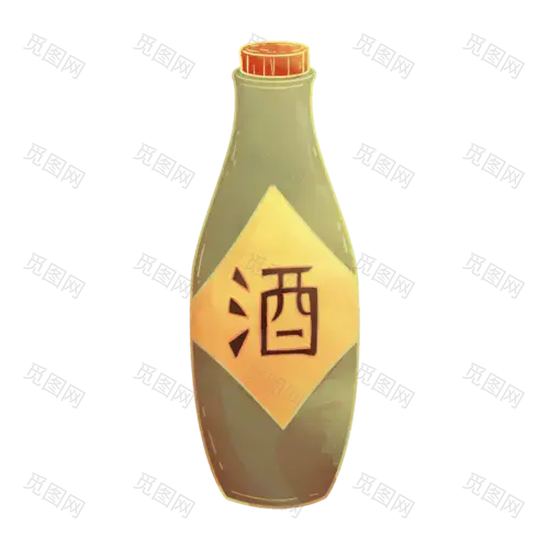 中国风-手绘风酒具-酒瓶