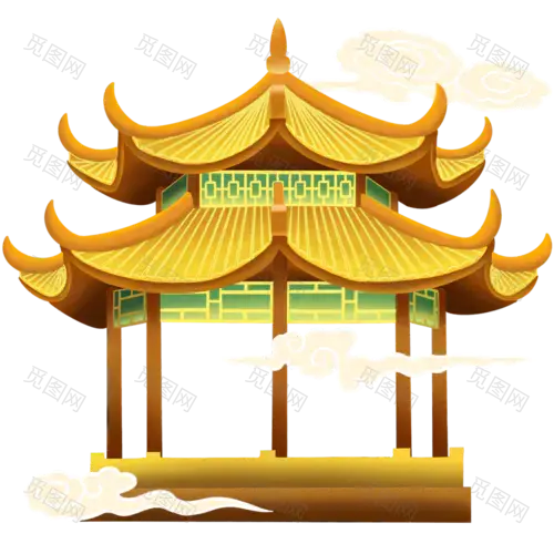 中国风-传统建筑元素插画贴纸2