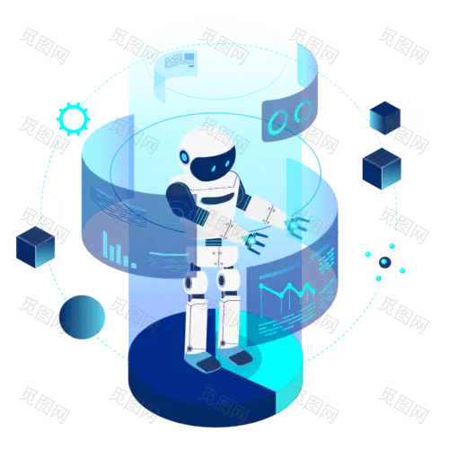 扁平风智能机器人创意贴纸4