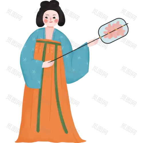 手绘古代美人服饰插画