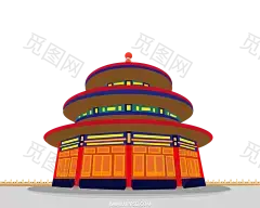 国潮建筑插画PNG