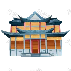 古风建筑插画PNG