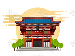 古风建筑插画PNG