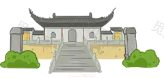 古风建筑插画PNG