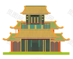 国潮建筑插画PNG