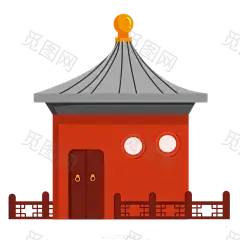 国潮建筑插画PNG