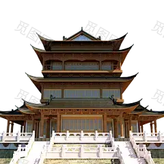 古风建筑插画PNG