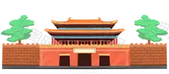 国潮建筑插画PNG