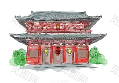 古风建筑插画PNG