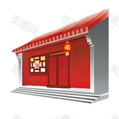 国潮建筑插画PNG