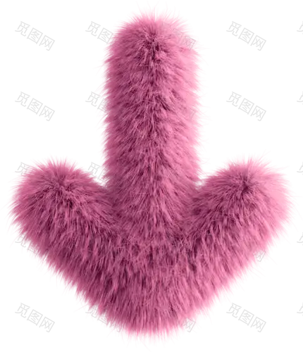 Pink 3D Fluffy Symbol Arrow Bottom