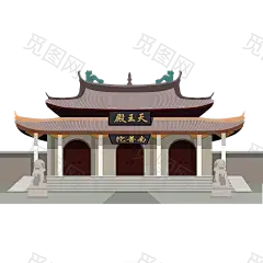 国潮建筑插画PNG