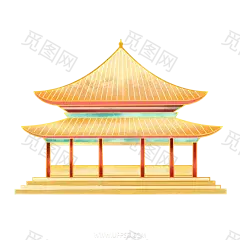 国潮建筑插画PNG