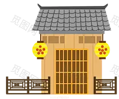 古风建筑插画PNG