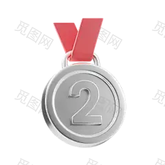 Silver medal 3D Illustration