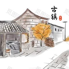 古风建筑插画PNG