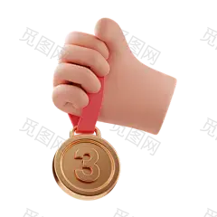 Holding bronze medal 3D Illustration