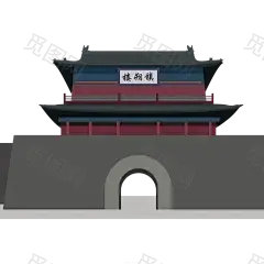 国潮建筑插画PNG