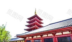 国潮建筑插画PNG