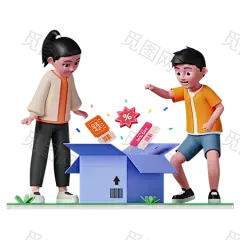 People getting discount coupon 3D Illustration