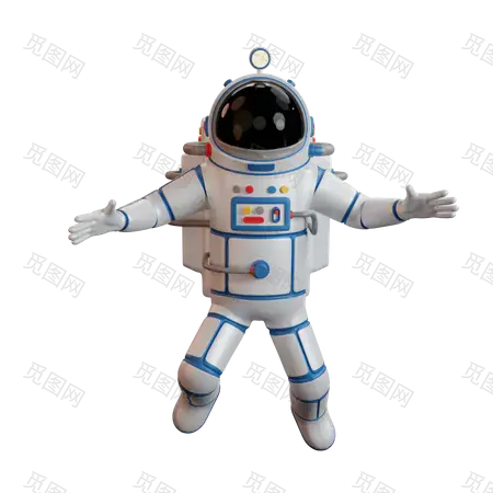 Astronaut 3D Illustration卡通宇航员PNG元素