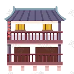 国潮建筑插画PNG