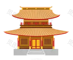 国潮建筑插画PNG