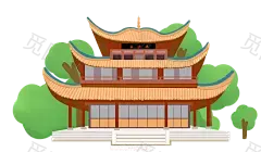 古风建筑插画PNG