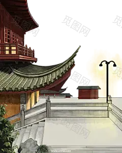 古风建筑插画PNG