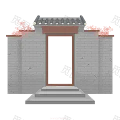 国潮建筑插画PNG