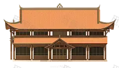 古风建筑插画PNG