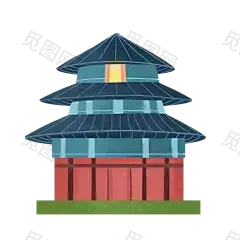 国潮建筑插画PNG