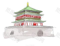 古风建筑插画PNG