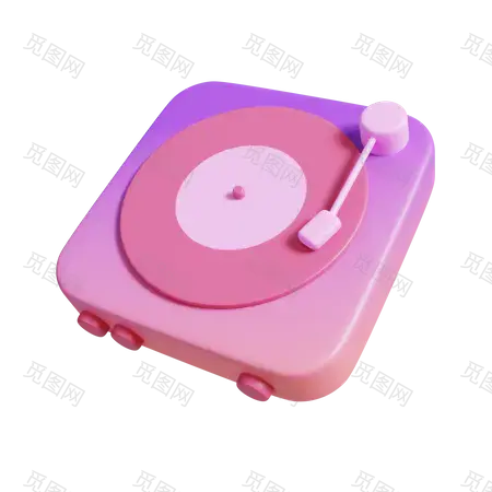 Vintage Turntable Record Player 3D Illustration