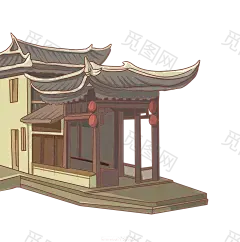 古风建筑插画PNG