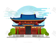 古风建筑插画PNG