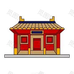 国潮建筑插画PNG