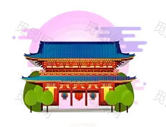 古风建筑插画PNG