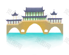 国潮建筑插画PNG