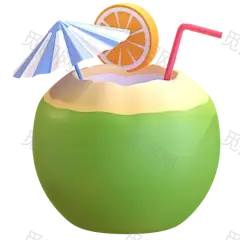 Coconut Drink  3D Illustration