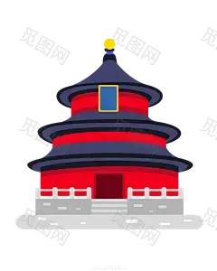 国潮建筑插画PNG