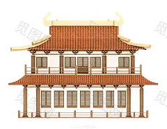 古风建筑插画PNG