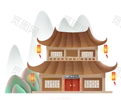 古风建筑插画PNG