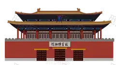 国潮建筑插画PNG