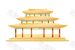 国潮建筑插画PNG